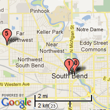 South Bend Hotel Map