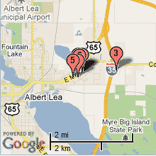 Albert Lea Hotel Map