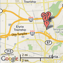 Elyria Hotel Map