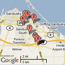 Sandusky Hotel Map
