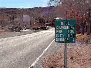 Sign at the Blue Diamond entrance