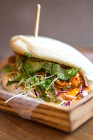 Crispy hunks of boneless chicken thigh in a sticky gochujang glaze  are probably the star of the show at On The Bab but...